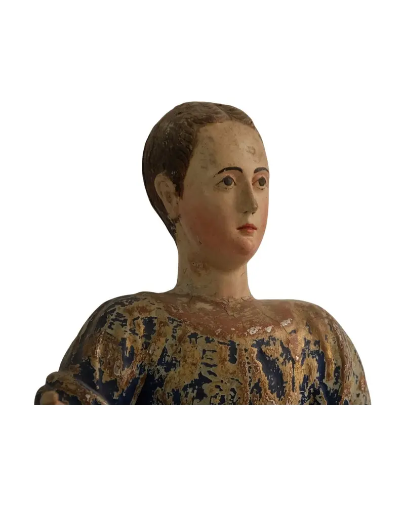Figura de Niña del Siglo XIX en Madera Policromada, Objetos Decorativos, Siglo XIX · vista 8/10