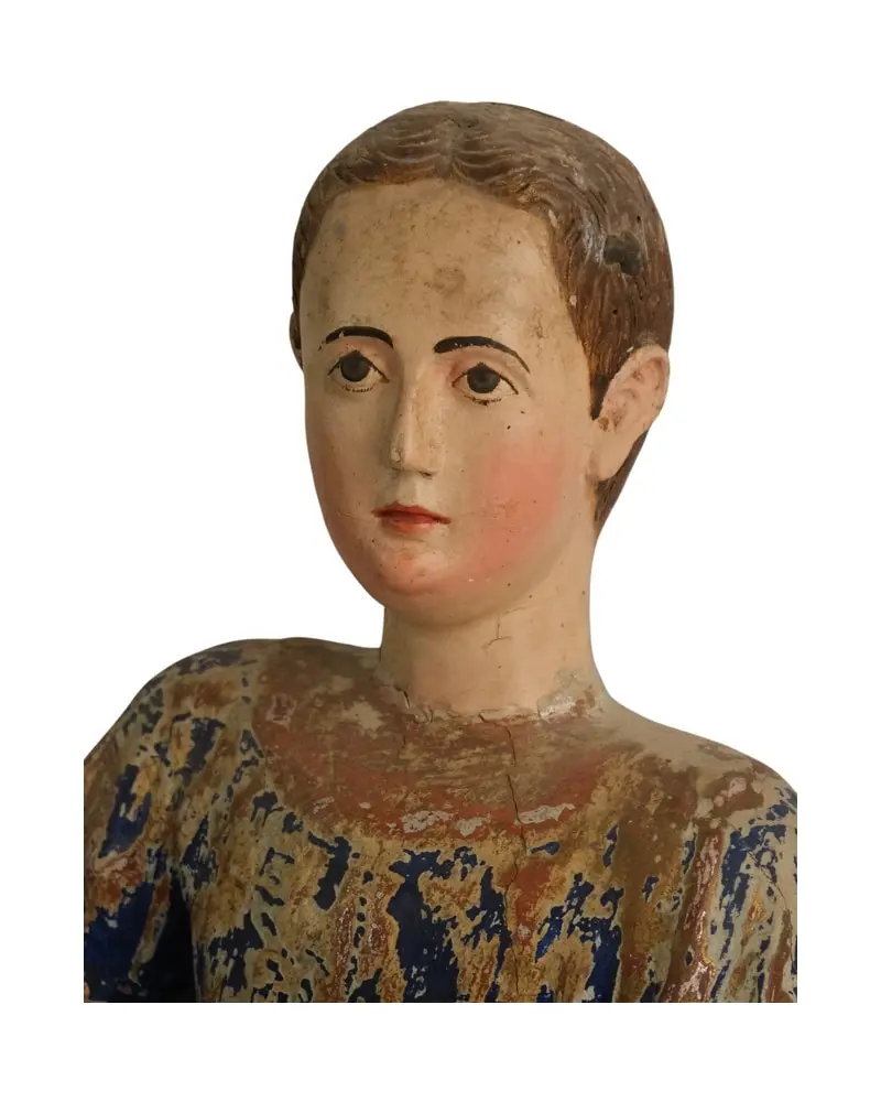Figura de Niña del Siglo XIX en Madera Policromada, Objetos Decorativos, Siglo XIX · vista 3/10