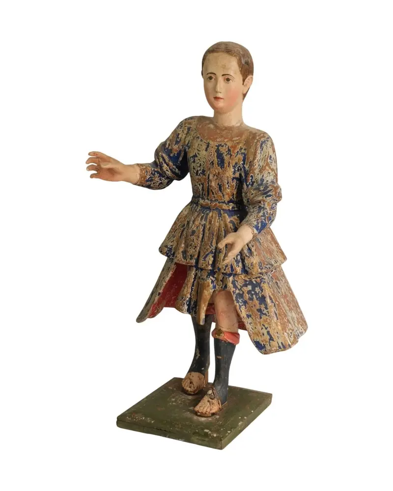 Figura de Niña del Siglo XIX en Madera Policromada, Objetos Decorativos, Siglo XIX
