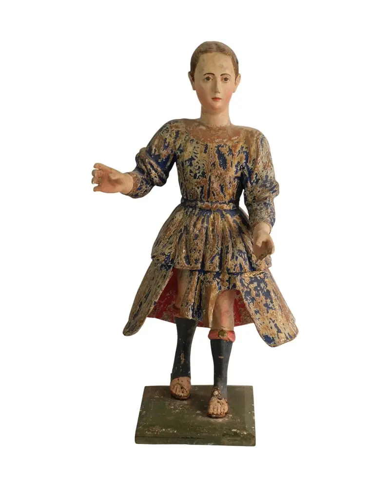 Figura de Niña del Siglo XIX en Madera Policromada, Objetos Decorativos, Siglo XIX · vista 2/10