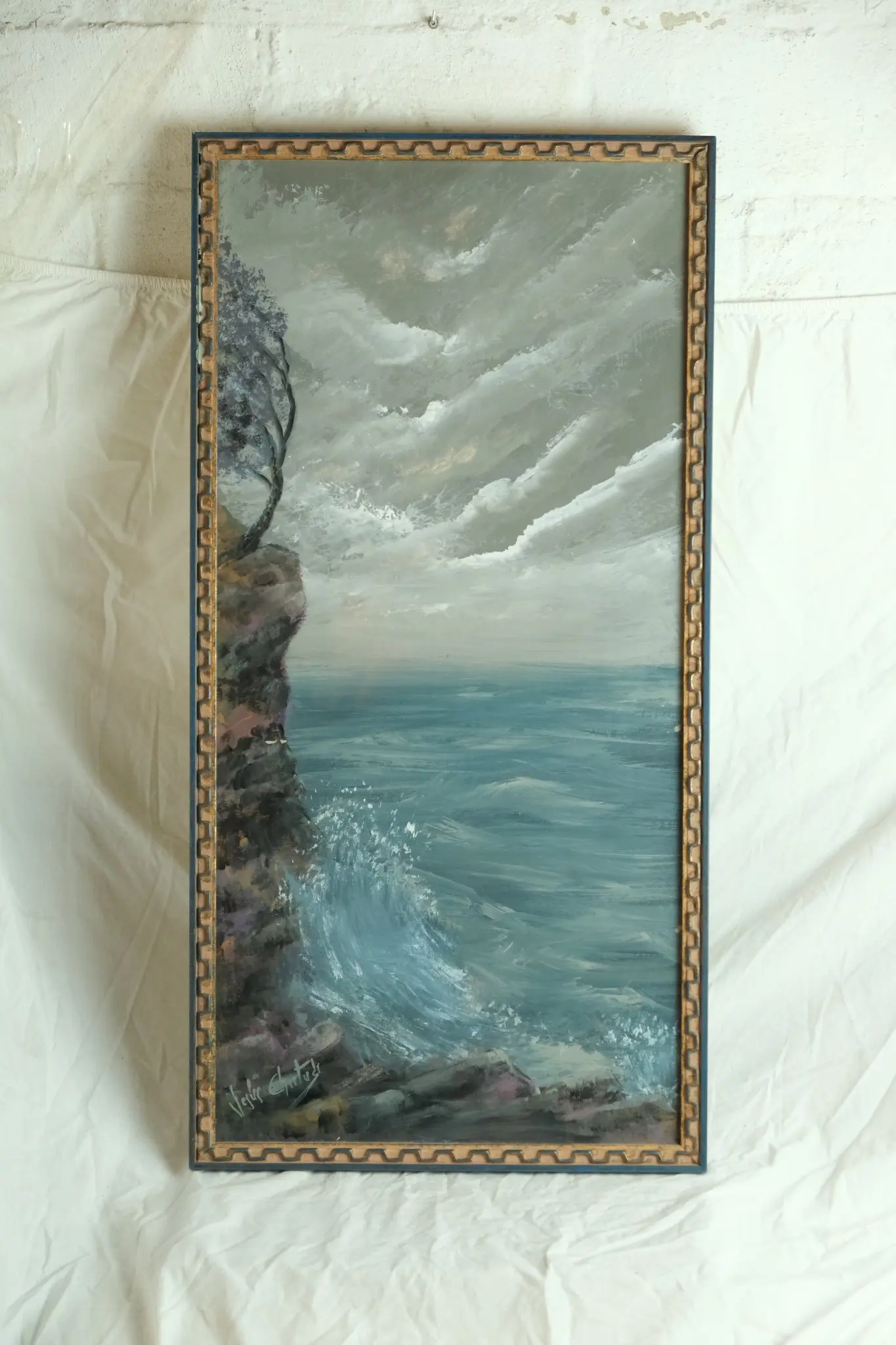 Pintura del Siglo XX de Paisaje Marítimo con Firmado, Arte y Pintura, Primera mitad del siglo XX