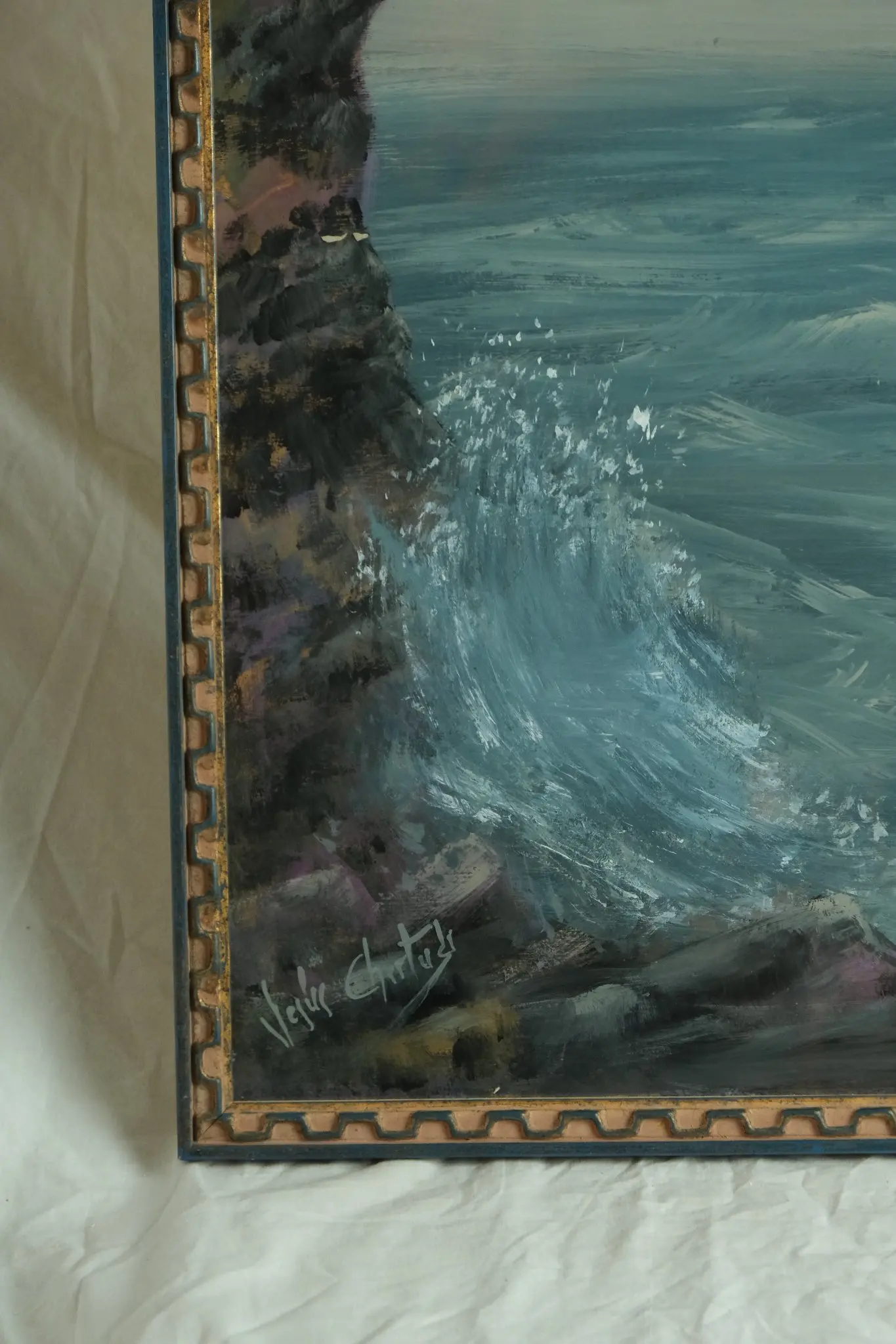 Pintura del Siglo XX de Paisaje Marítimo con Firmado, Arte y Pintura, Primera mitad del siglo XX · vista 3/8
