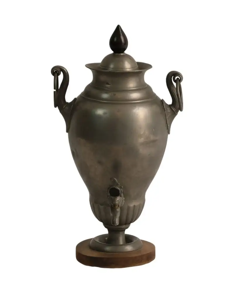 Samovar del Siglo XIX en Metal con Base de Madera