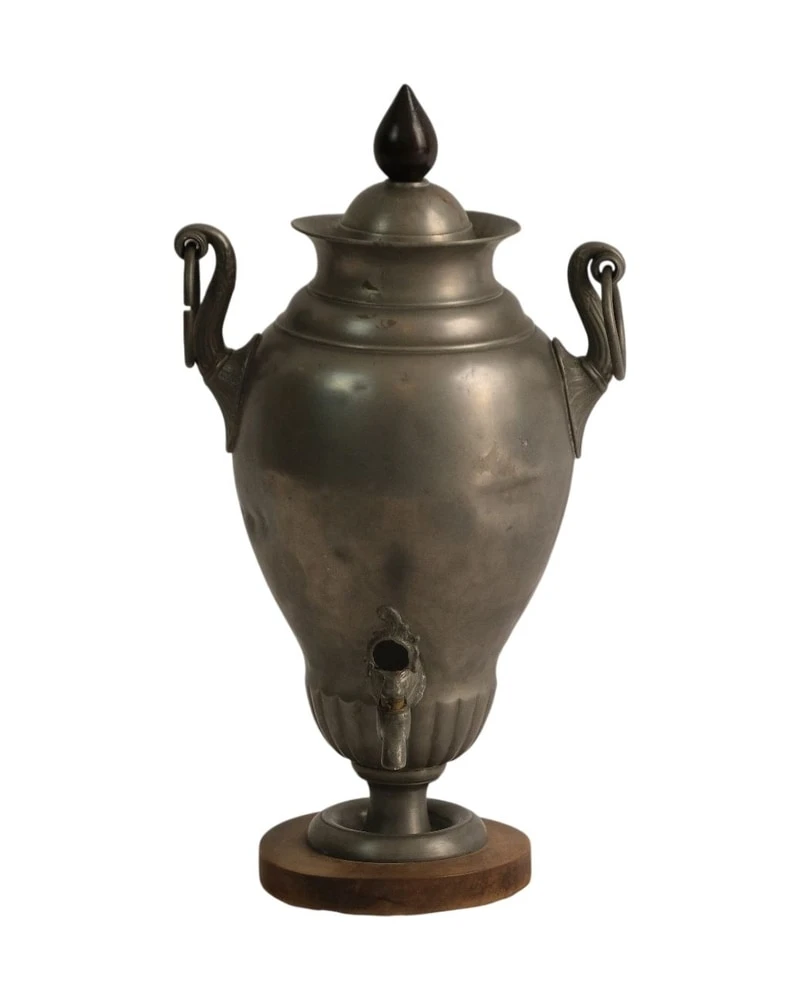 Samovar del Siglo XIX en Metal con Base de Madera, Objetos Decorativos, Siglo XIX