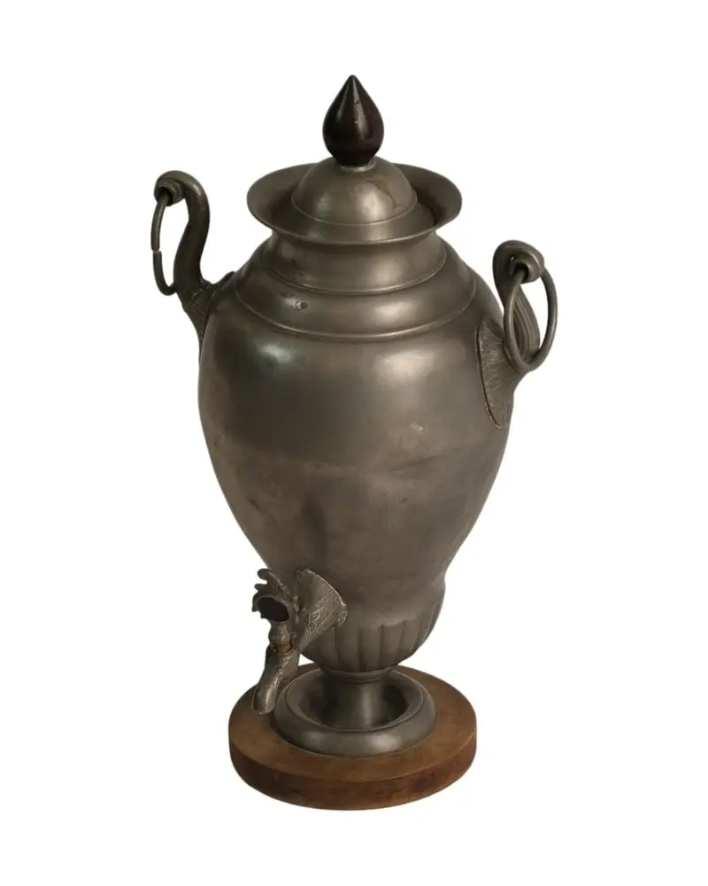 Samovar del Siglo XIX en Metal con Base de Madera, Objetos Decorativos, Siglo XIX · vista 2/7