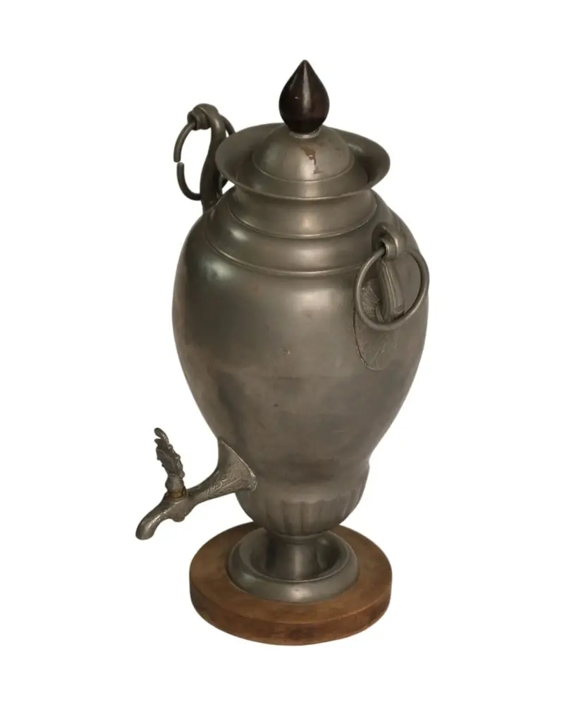 Samovar del Siglo XIX en Metal con Base de Madera, Objetos Decorativos, Siglo XIX · vista 3/7