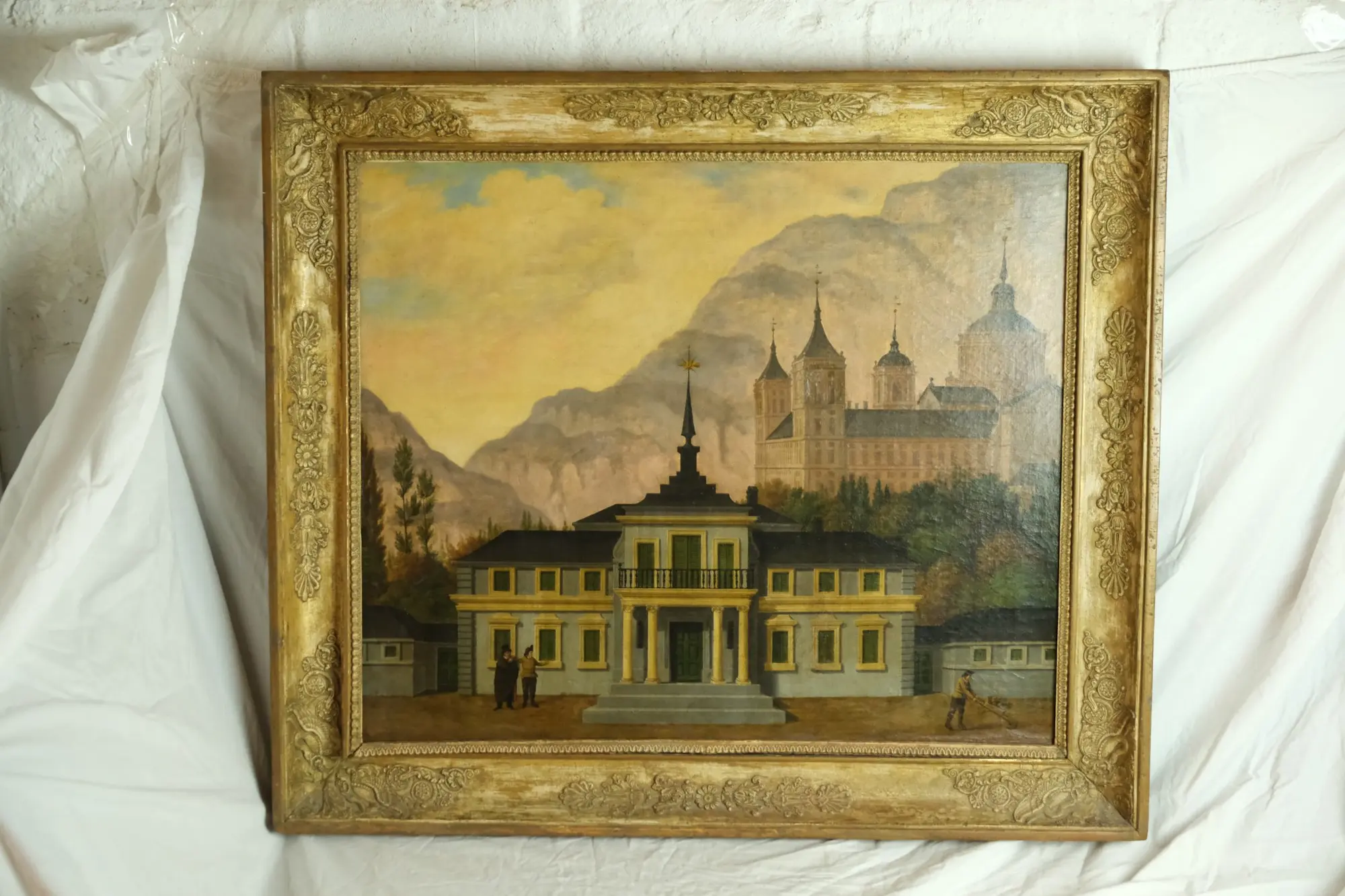 Óleo del Siglo XIX con Paisaje Arquitectónico, Arte y Pintura, Siglo XIX