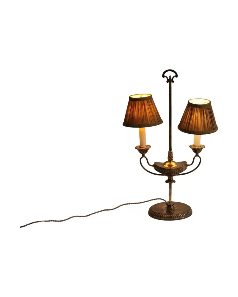 Lámpara de Mesa del Siglo XX en Metal Dorado con Pantallas