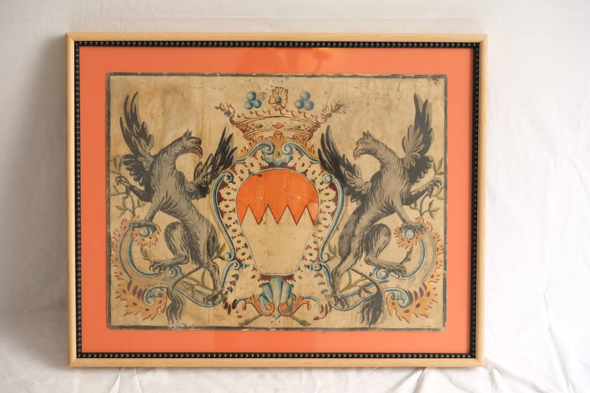 Grabado del Siglo XVIII con Escudo Heráldico y Águilas