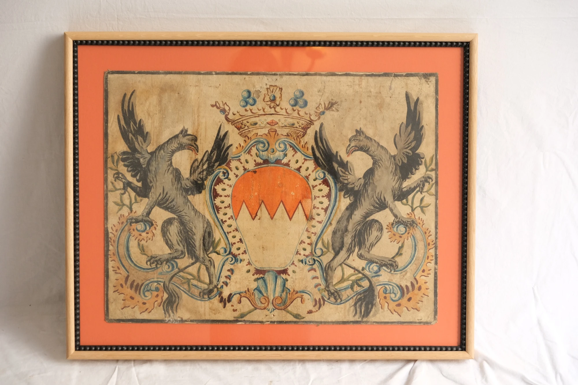 Grabado del Siglo XVIII con Escudo Heráldico y Águilas, Arte y Pintura, Siglo XVIII