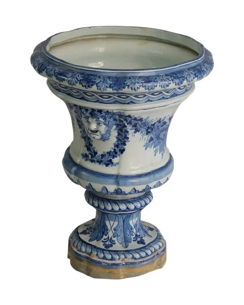 Jarrón de Cerámica del Siglo XIX con Motivos en Azul, Objetos Decorativos, Siglo XIX · vista 3/12
