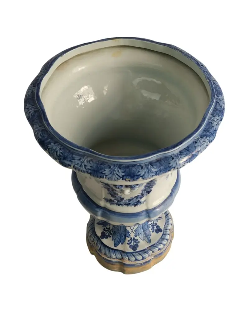 Jarrón de Cerámica del Siglo XIX con Motivos en Azul, Objetos Decorativos, Siglo XIX · vista 12/12