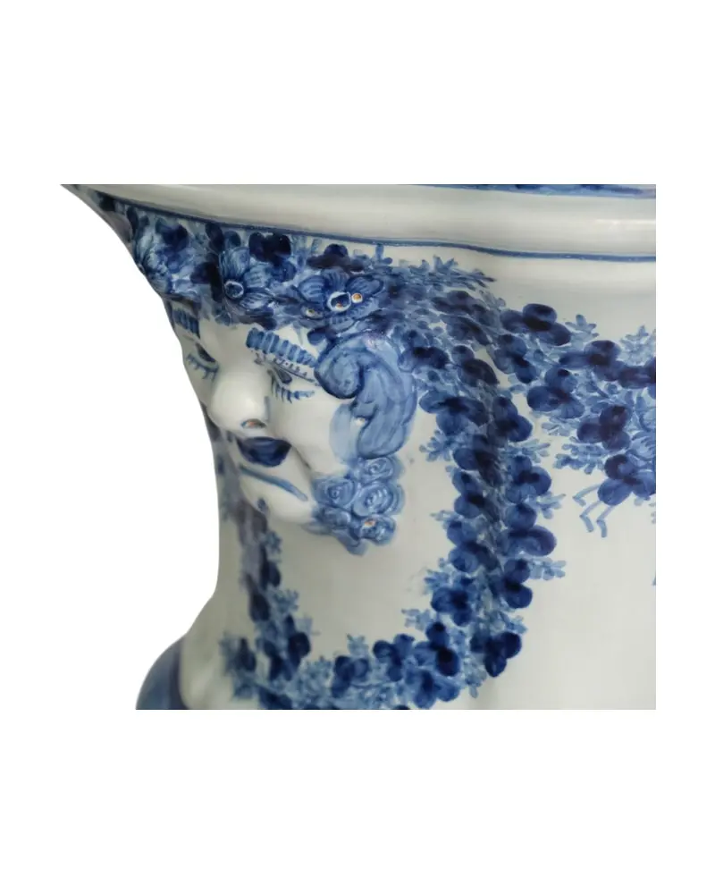 Jarrón de Cerámica del Siglo XIX con Motivos en Azul, Objetos Decorativos, Siglo XIX · vista 9/12