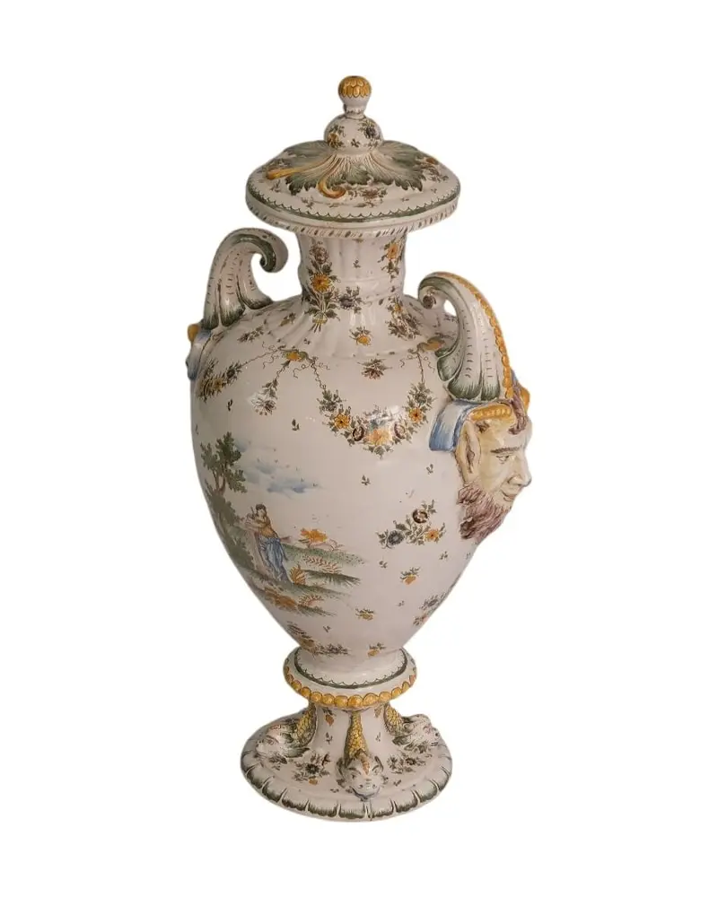 Jarrón del Siglo XVIII con Asas y Decoración Floral, Objetos Decorativos, Siglo XVIII · vista 3/7