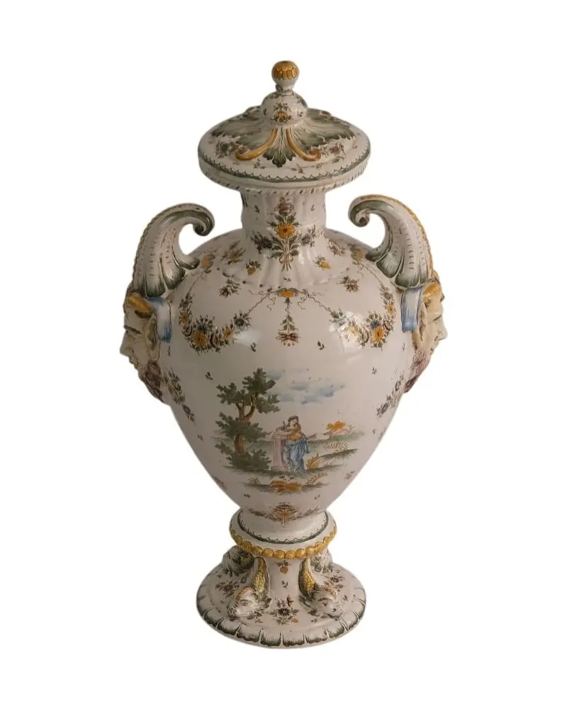 Jarrón del Siglo XVIII con Asas y Decoración Floral, Objetos Decorativos, Siglo XVIII · vista 2/7