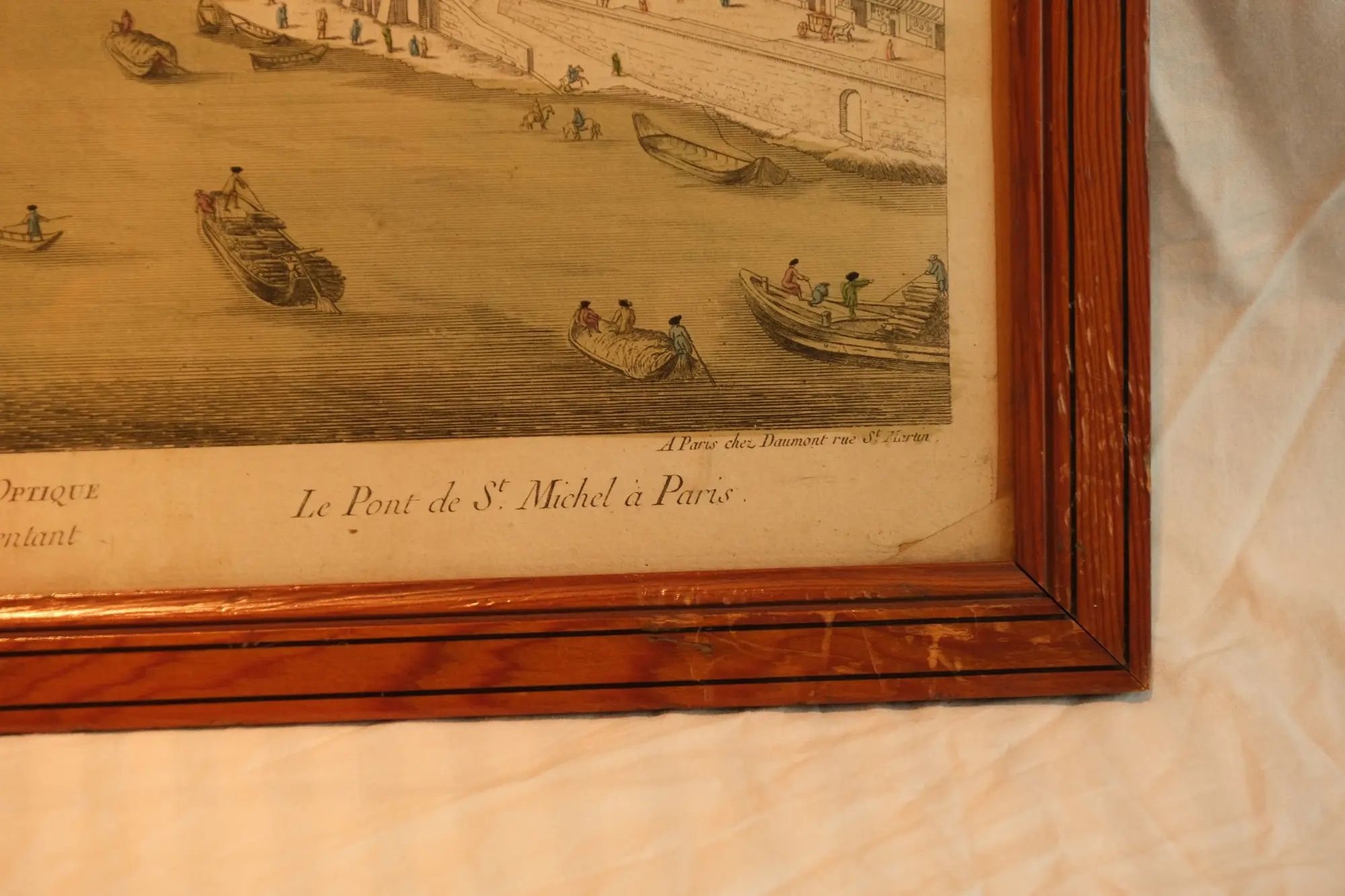 Grabado del Siglo XIX de París con Marco de Madera, Objetos Decorativos, Siglo XIX · vista 7/8