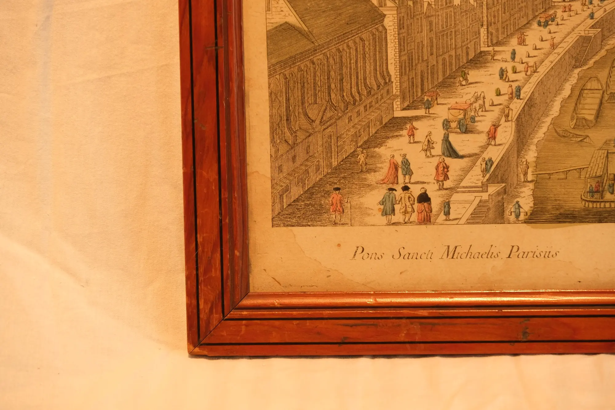 Grabado del Siglo XIX de París con Marco de Madera, Objetos Decorativos, Siglo XIX · vista 5/8