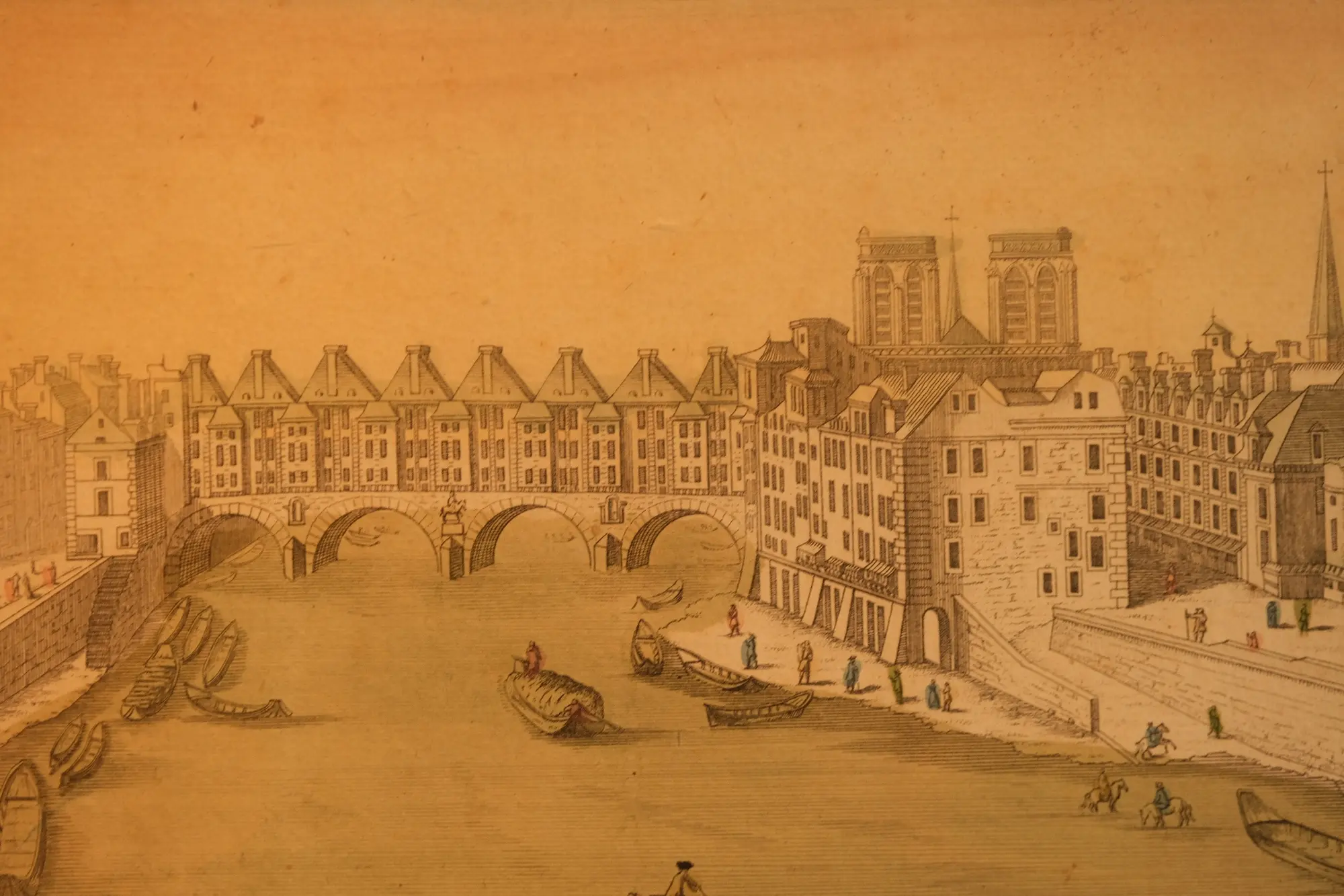 Grabado del Siglo XIX de París con Marco de Madera, Objetos Decorativos, Siglo XIX · vista 2/8
