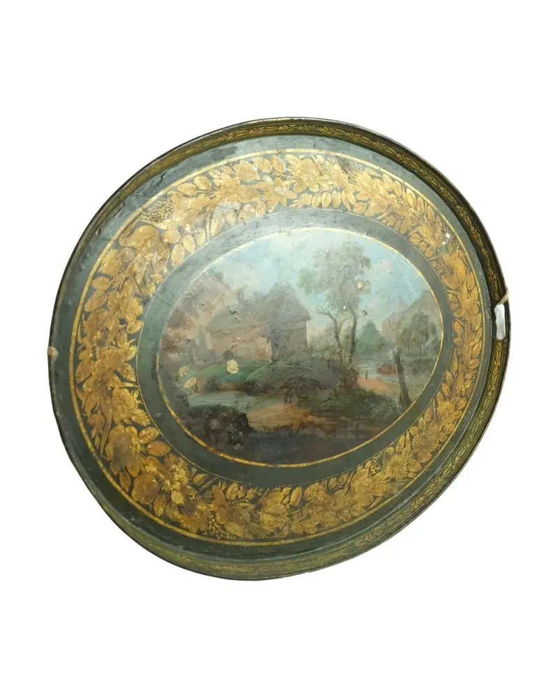 Bandeja Pintada del Siglo XIX con Motivos Florales, Objetos Decorativos, Siglo XIX · vista 6/9