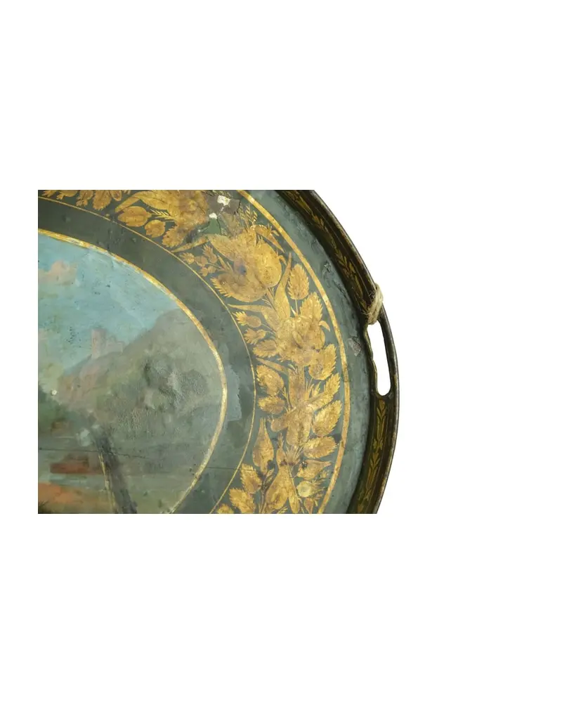 Bandeja Pintada del Siglo XIX con Motivos Florales, Objetos Decorativos, Siglo XIX · vista 4/9