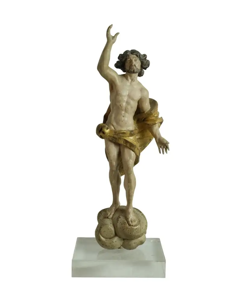 Escultura Religiosa del Siglo XVIII de Cristo Resucitado