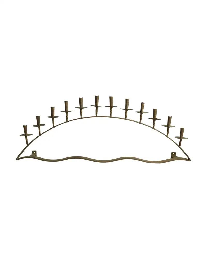 Candelabro de Hierro del Siglo XIX con Soportes para Velas