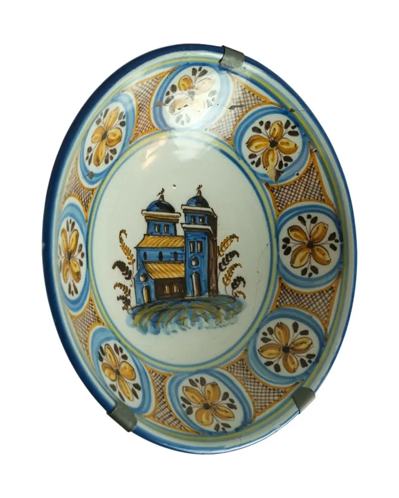 Plato de Cerámica del Siglo XVIII con Motivo de Edificio, Objetos Decorativos, Siglo XVIII · vista 4/7