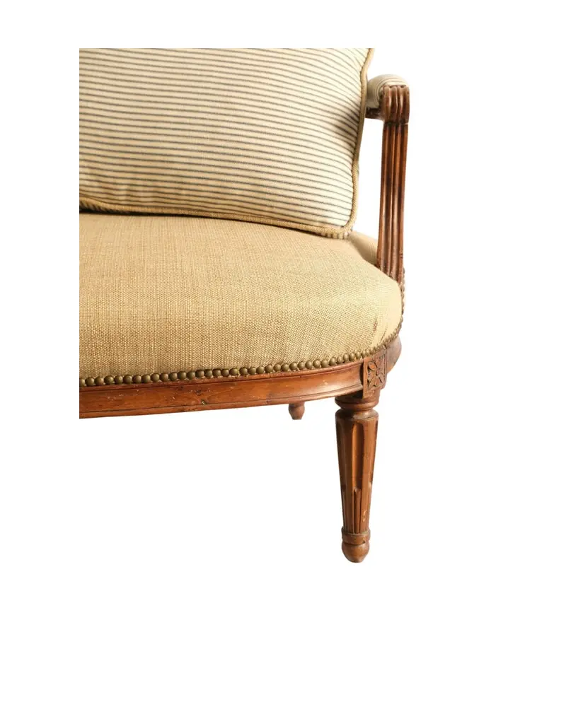 Sofá del Siglo XIX en Madera con Tapicería a Rayas, Sillas y Asientos, Siglo XIX · vista 5/14