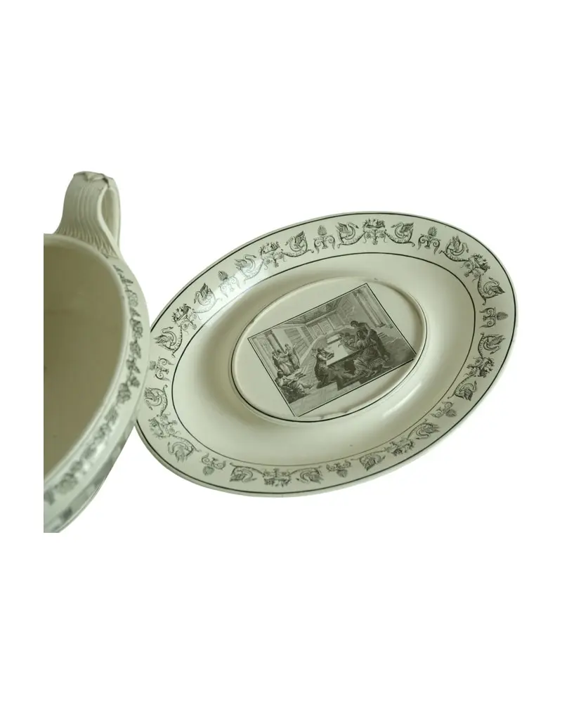 Tazón de Sopa del Siglo XIX con Plato y Asas, Objetos Decorativos, Siglo XIX · vista 6/7