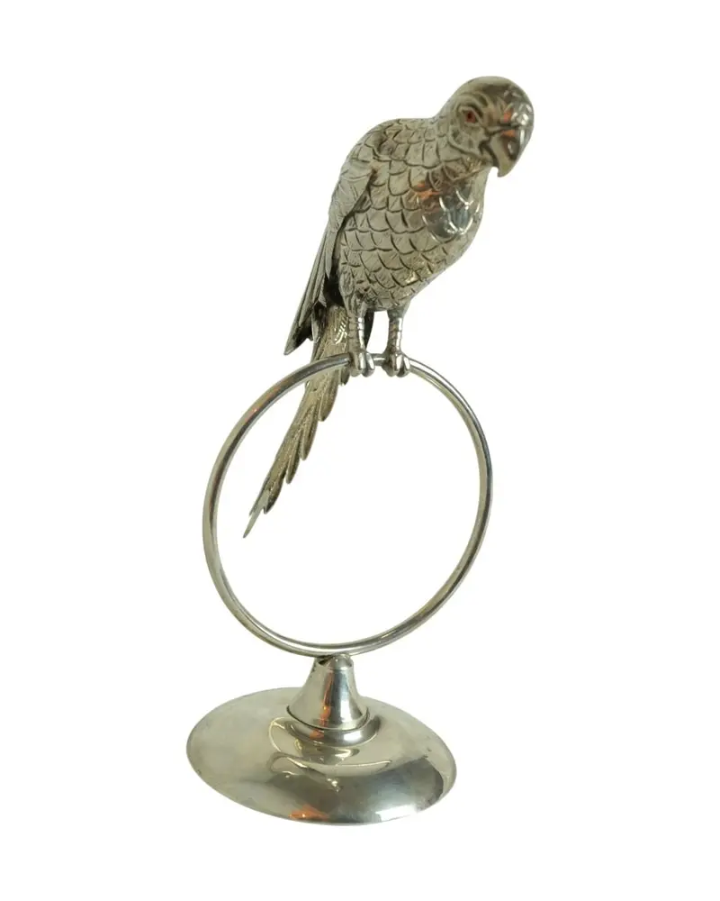 Porta Tarjetas del Siglo XX en Plata con Figura de Loro, Objetos Decorativos, Primera mitad del siglo XX · vista 5/8