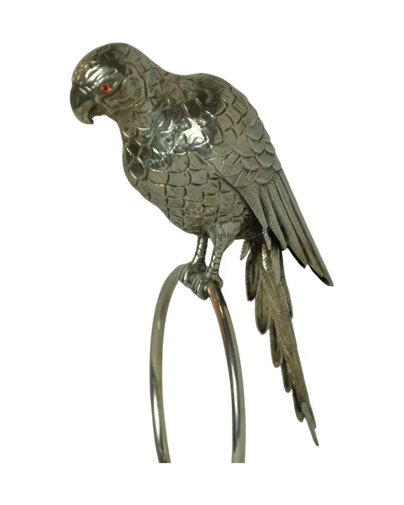 Porta Tarjetas del Siglo XX en Plata con Figura de Loro, Objetos Decorativos, Primera mitad del siglo XX · vista 3/8
