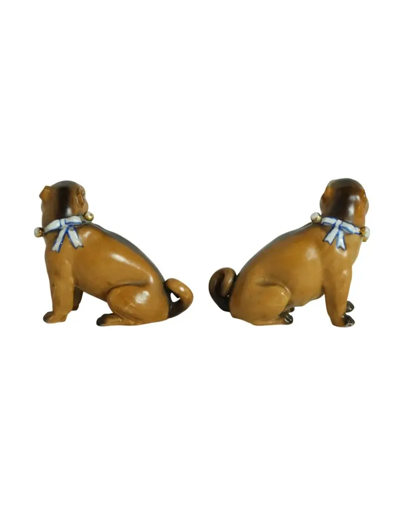 Pareja de Perros Pug del Siglo XIX en Porcelana, Objetos Decorativos, Siglo XIX · vista 4/7