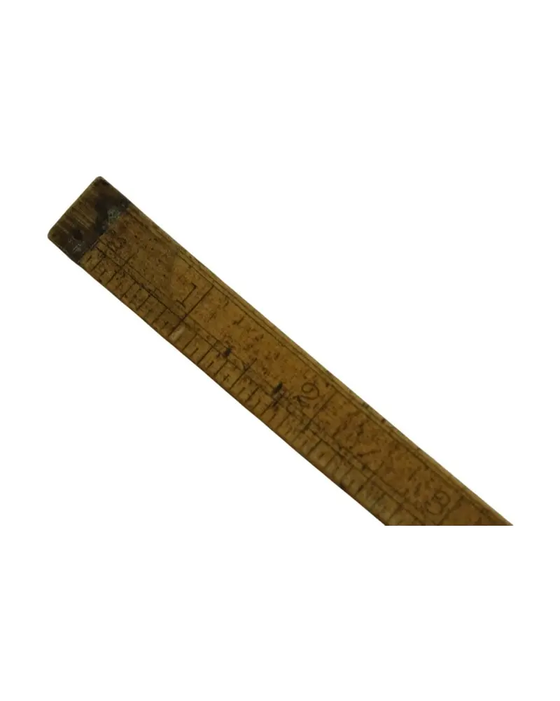 Regla de Medir del Siglo XIX en Madera con Bisagra de Latón, Objetos Decorativos, Siglo XIX · vista 7/7
