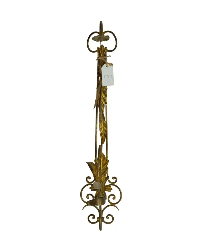 Candelabro de Hierro Forjado del Siglo XX con Detalles Dorados