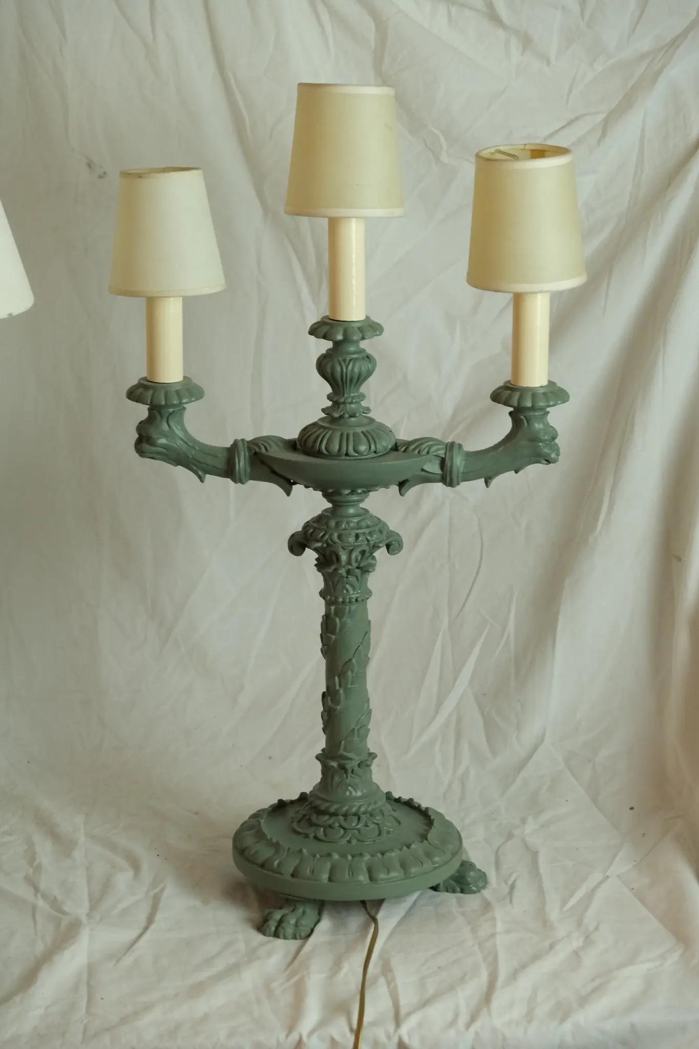 Candelabro del Siglo XIX en Hierro Forjado Verde, Iluminación, Siglo XIX · vista 5/7