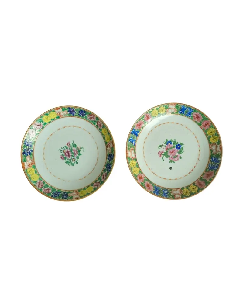 Platos de Cerámica del Siglo XIX con Decoración Floral, Objetos Decorativos, Siglo XIX