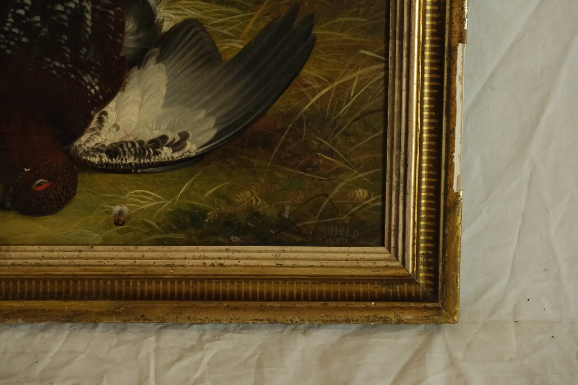 Pintura del Siglo XIX de Pájaro en Paisaje Natural, Arte y Pintura, Siglo XIX · vista 6/9