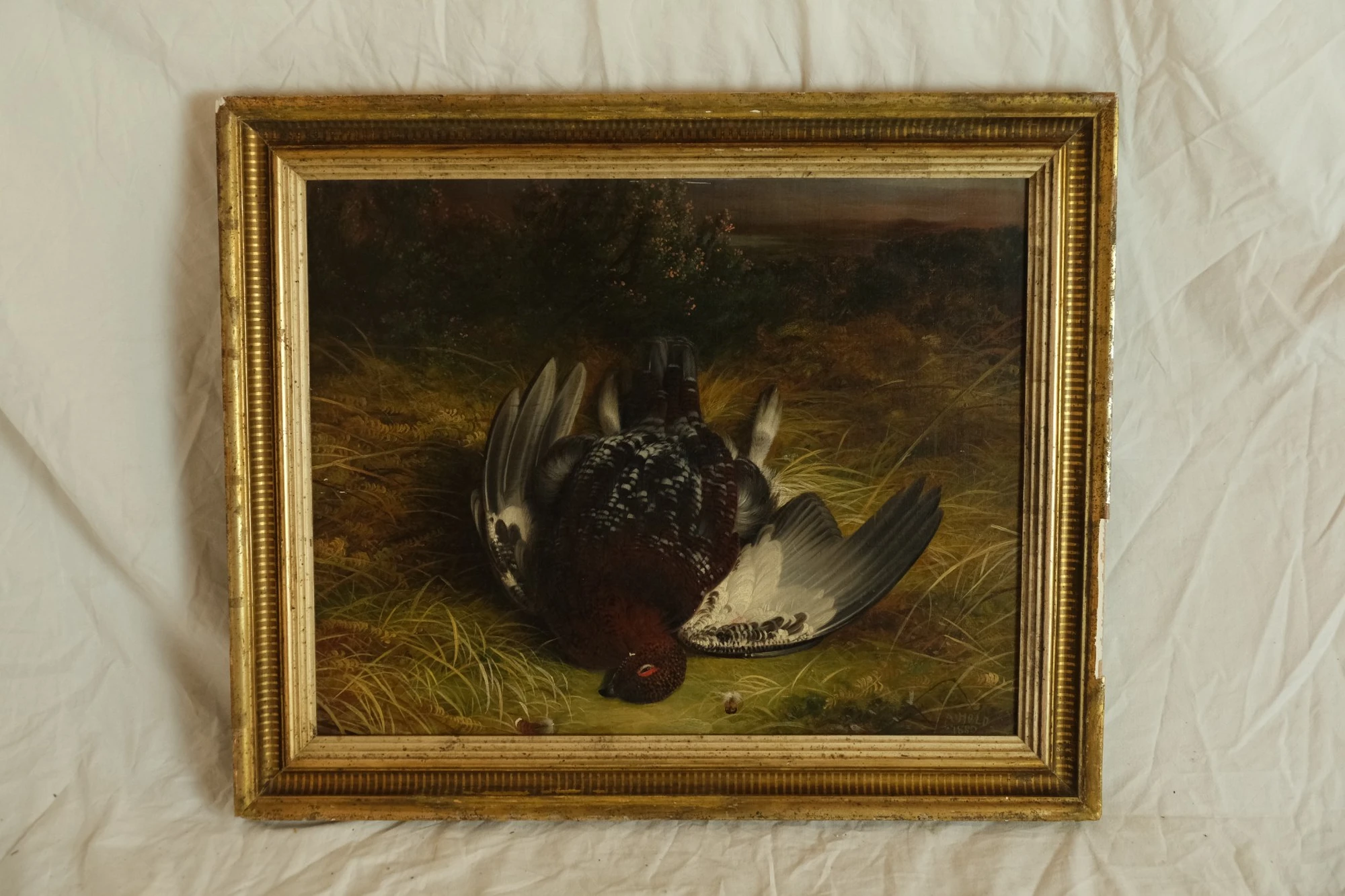 Pintura del Siglo XIX de Pájaro en Paisaje Natural, Arte y Pintura, Siglo XIX