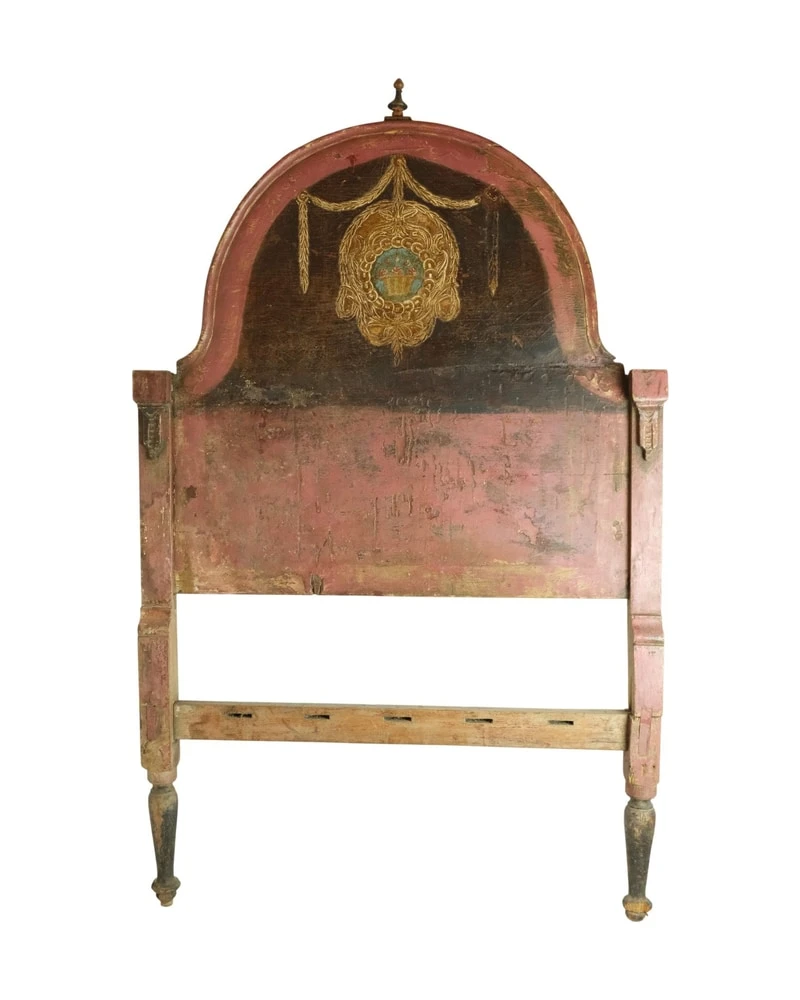 Cabecero de Cama del Siglo XIX con Decoración Pintada, Camas, Siglo XIX