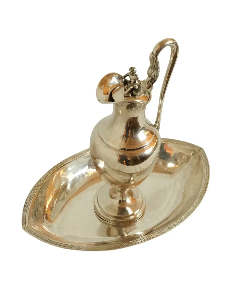 Jarra de Plata del Siglo XIX con Bandeja Ovalada, Objetos Decorativos, Siglo XIX · vista 2/9