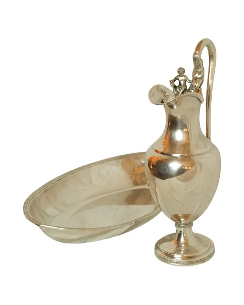 Jarra de Plata del Siglo XIX con Bandeja Ovalada, Objetos Decorativos, Siglo XIX · vista 6/9