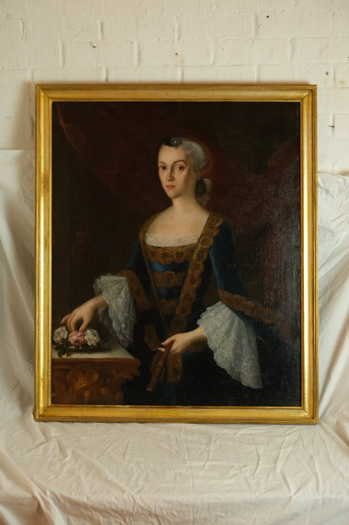 Retrato del Siglo XVIII de Mujer con Flores, Arte y Pintura, Siglo XVIII
