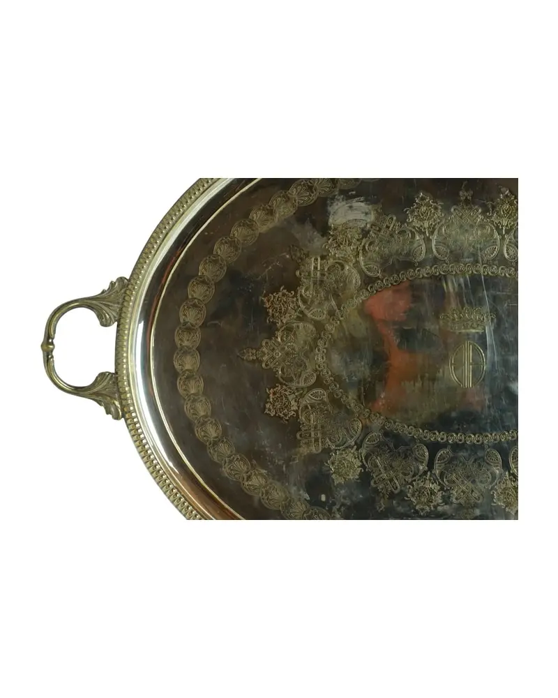 Bandeja Ovalada del Siglo XIX Plateda, Objetos Decorativos, Siglo XIX · vista 5/15