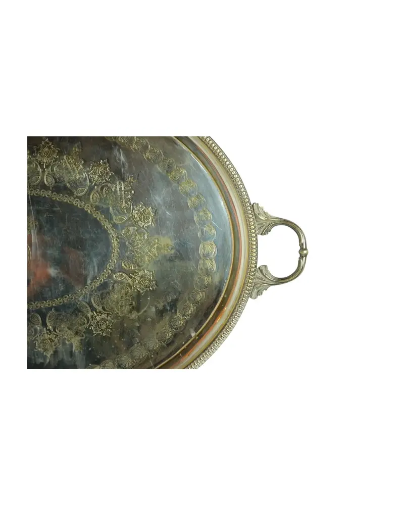 Bandeja Ovalada del Siglo XIX Plateda, Objetos Decorativos, Siglo XIX · vista 4/15