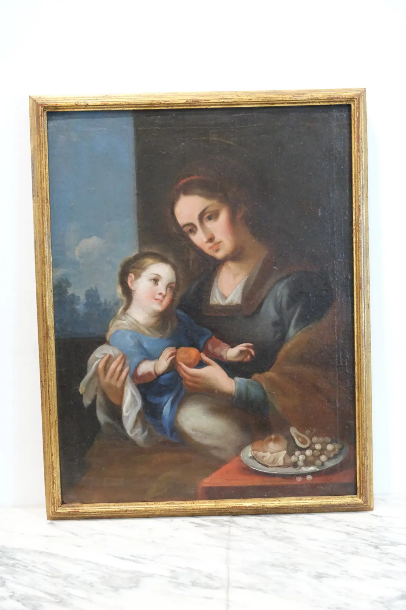 Óleo de la Virgen con el Niño y aguacate, Siglo XIX, Mexico