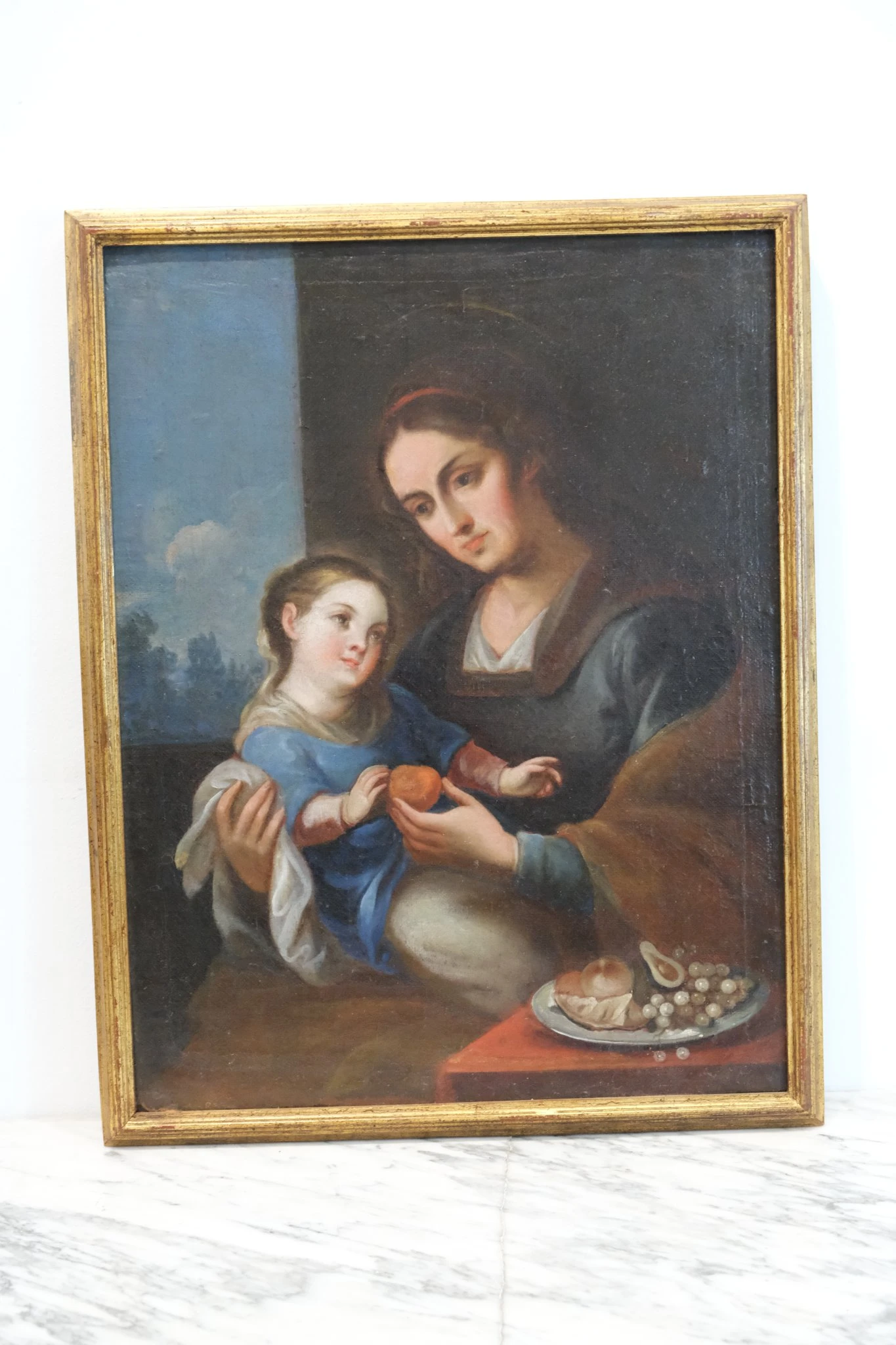 Óleo de la Virgen con el Niño y aguacate, Siglo XIX, Mexico