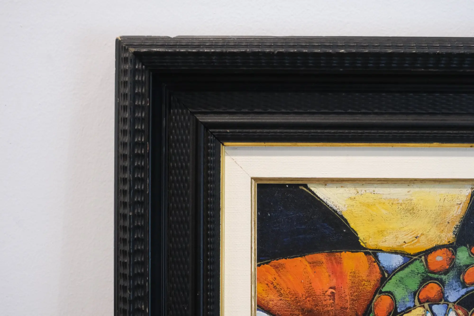 Pintura Abstracta de un Arlequin en Marco Negro, Siglo XX · vista 2/8