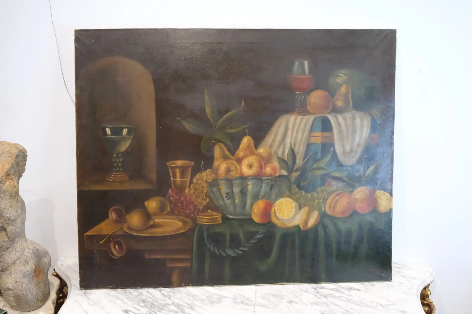 Bodegón Español, Óleo Sobre Lienzo, Siglo XX, con Firma