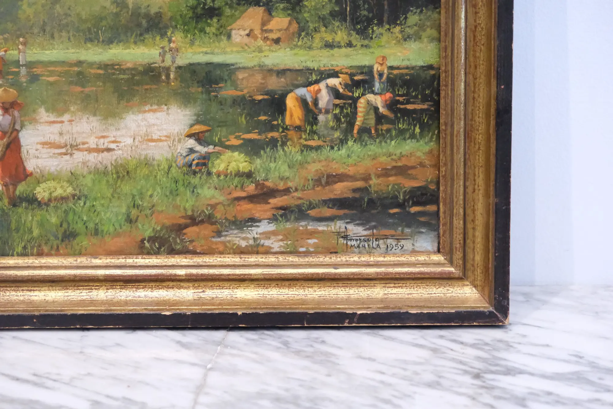Óleo Atribuido a Amorsolo, 1959, Manila · vista 2/9
