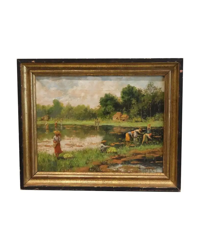 Óleo Atribuido a Amorsolo, 1959, Manila